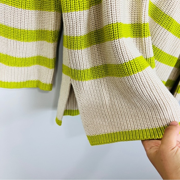 Kaffe KACILLA - Jumper - Cable Knot Oversized sand dollar green stripe/sand xl - Picture 8 of 14